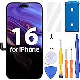 Ayake for iPhone 16 Screen Replacement, 6.1 inch FHD LCD Display and Touch Digitizer Screen, True Tone Programmable, Face ID Remains (for A3287, A3081, A3286, A3288)