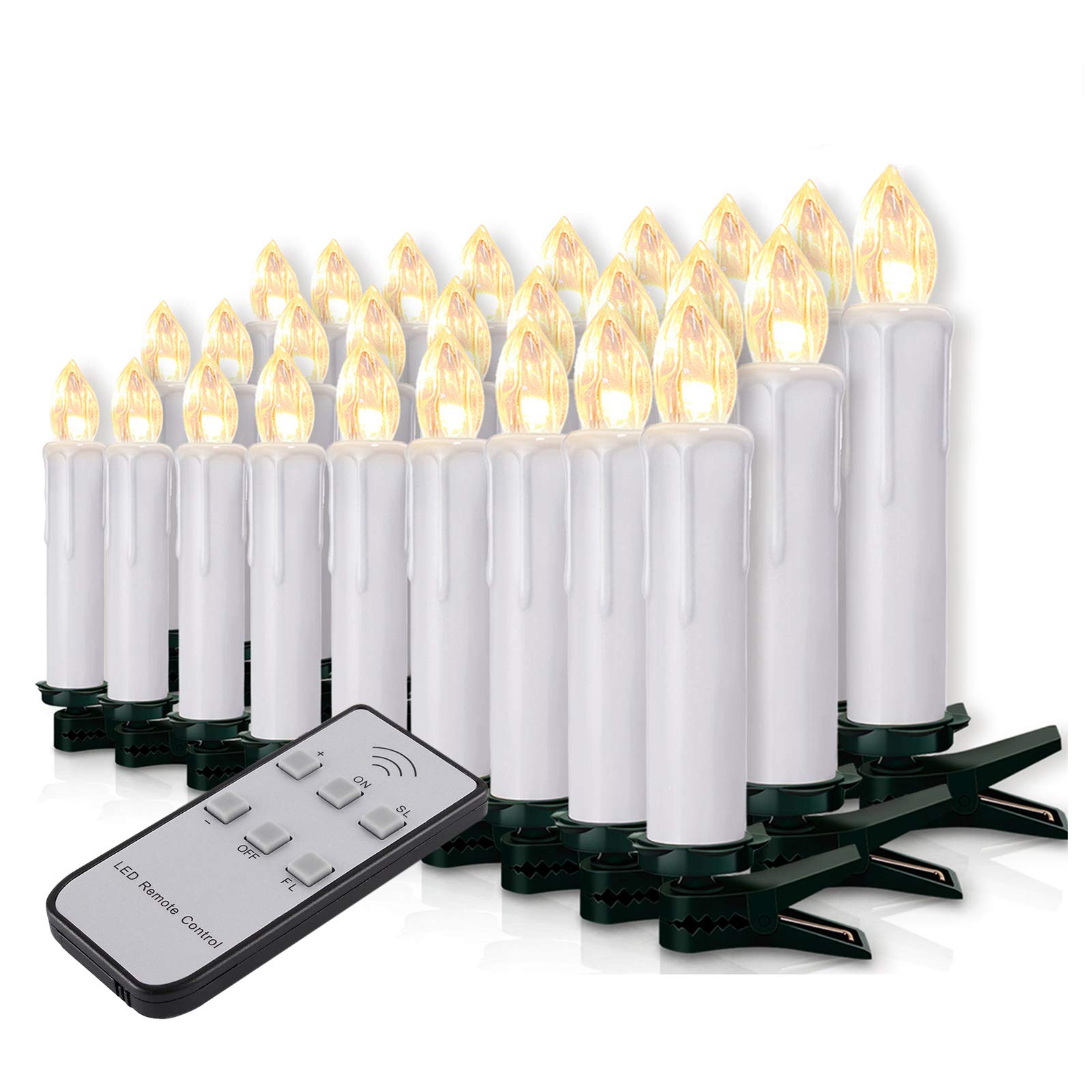 20-60s Christmas LED Candles, Christmas Lighting, Fairy Lights, Candles, Wireless Christmas Tree Candles with Remote Control, Wireless Tree Candles, Tree Candles (White Case, 60s)