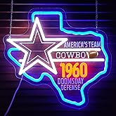 Football Neon Sign for Wall Decor Cowboys Neon Light Sign Football Team Led Sign for Man Cave Texas Dalas Neon Light Up Sign Football Wall Art for Fan Club Bar Bedroom Gifts for Kids Teens Adult(N013)