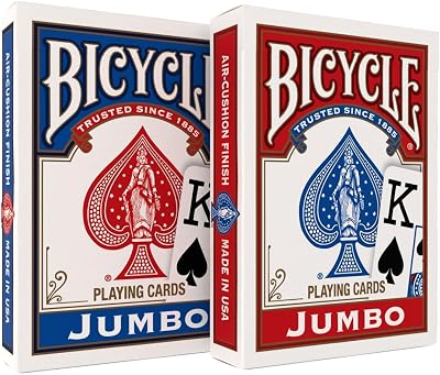 Bicycle Jumbo Standard Playing Cards Two Decks Red Blue Air Cushion Finish