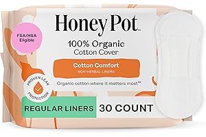 The Honey Pot Company - Non-Herbal Everyday Panty Liners for Women - Organic Cotton Cover & Ultra-Absorbent Pulp Core - Sanitary Pads - Feminine Care - 30 ct