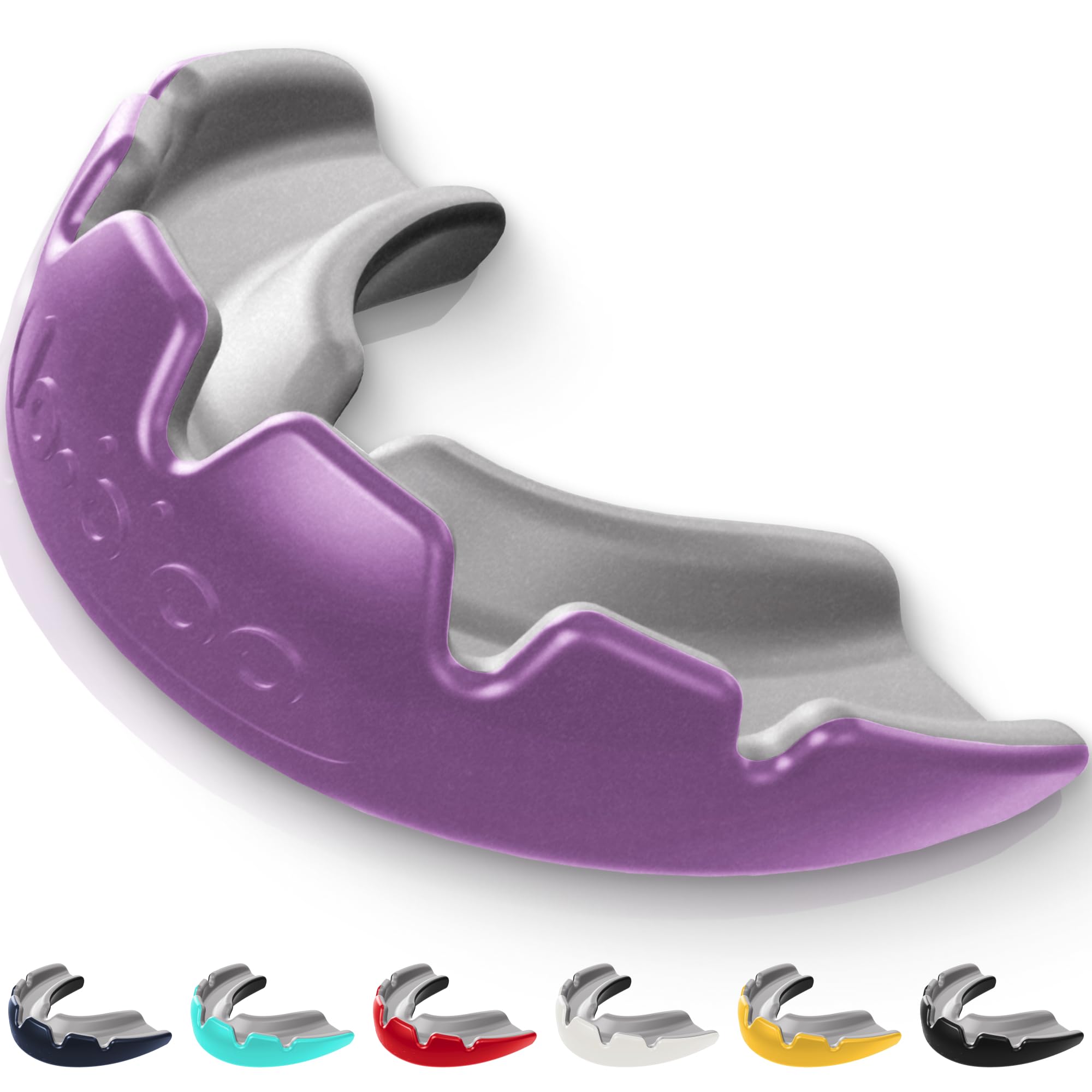 lobloo® Slick Sports Mouthguard – Ultra Slim 1mm | Dentist-Level Protection | Modified Vacuum-Fit Fusion | Oxygen Flow & Comfort | MMA, Boxing, Football, Basketball. (Large +14yrs, Purple)