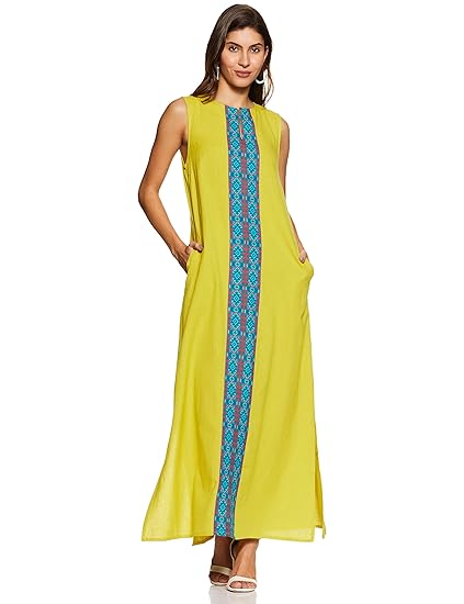 Women's Ethnic a-line Sleeveless Cotton Flax Maxi Dress
