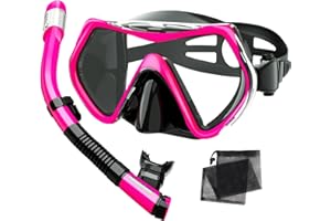 OTOWAVING Snorkeling Gear for Adults,Dry-Top Snorkel Mask Set with Carry Bag,180° Panoramic View, Anti-Fog Anti-Leak Tempered Glass Diving Mask,Adjustable Snorkel Kit for Scuba Diving,Swimming,Snorkeling Travel
