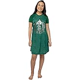 Harry Potter Women's Junior's Foil Print Hogwarts Houses Raglan Nightgown Pajama