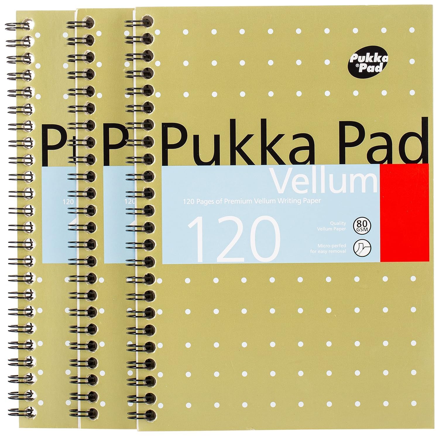 Pukka Pad 836893 Notebook Wirebound Perforated Ruled 120pp 80gsm A5 Vellum Ref VJM/2 [Pack of 3]