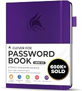 Clever Fox Password Book with Alphabetical Tabs Purple Large 60-DAY Guarantee
