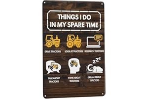 Indoor decorative wall decor metal 8x12 inch featuring Things I Do In My Spare Time Tractors for vintage home, bar, garage, r