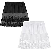 Girstunm Women's Mini Adjustable Removable Layered Sweep Shirt Underskirt Shirt Extender with Buttons