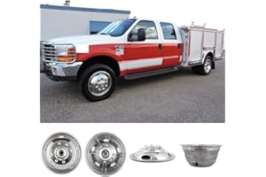 Deebior 4pcs 19.5" Polished Stainless Steel Dually Wheel Simulators, Nice Looking and Durable Bolt On Wheel Cover,8 Lug Hubcaps Fit for Ford 1999-2002 F450/F550 Truck with Installation Tool Kit C19F8
