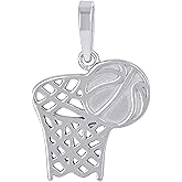 Sterling Silver Mens Basket Ball Sports Charm Pendant