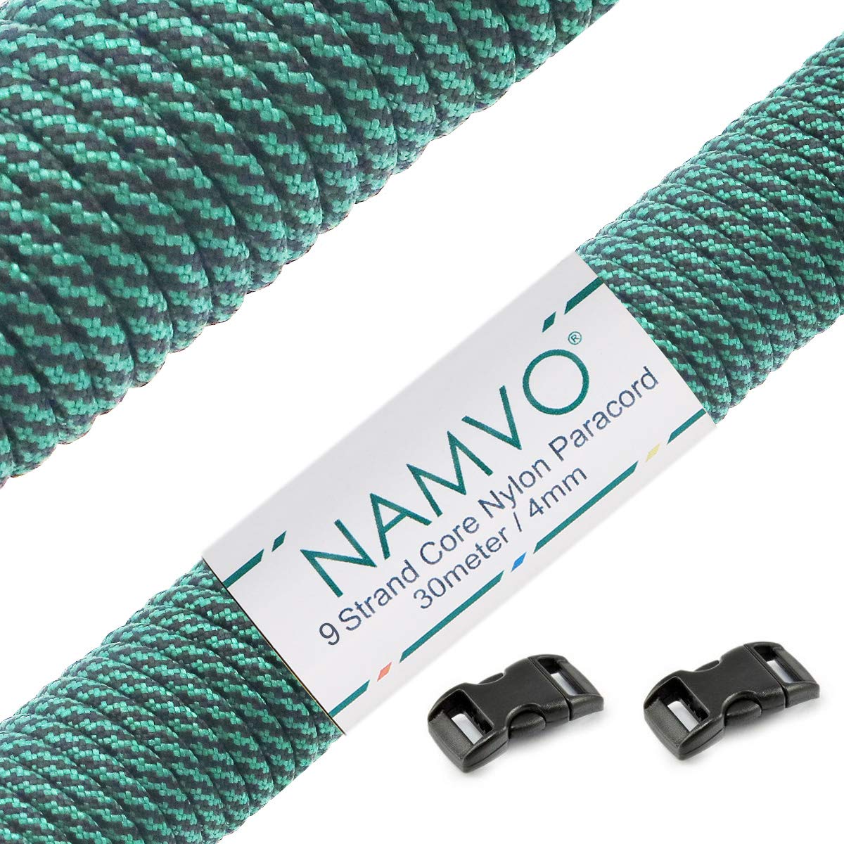 Namvo 550 Paracord Mil Spec Type III 9 Inner Strands Nylon Parachute Cord Strong Breaking Strength 100 Feet Green