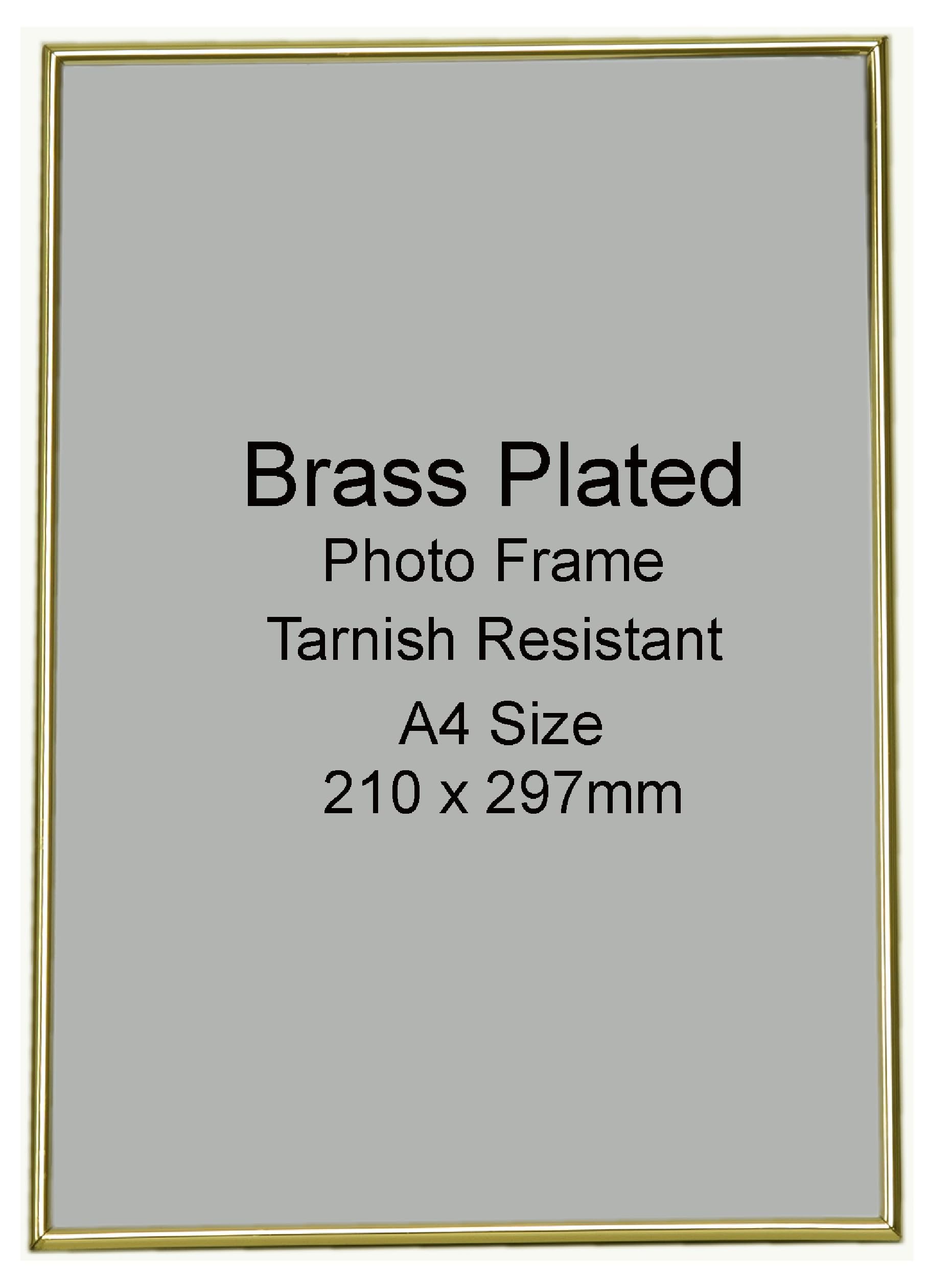 Gold Brass Plated Thin Edge Single Photo Frame Stands/Hangs Both Ways - Velveteen Backing - Tarnish Resistant (8.25" x 11.75")