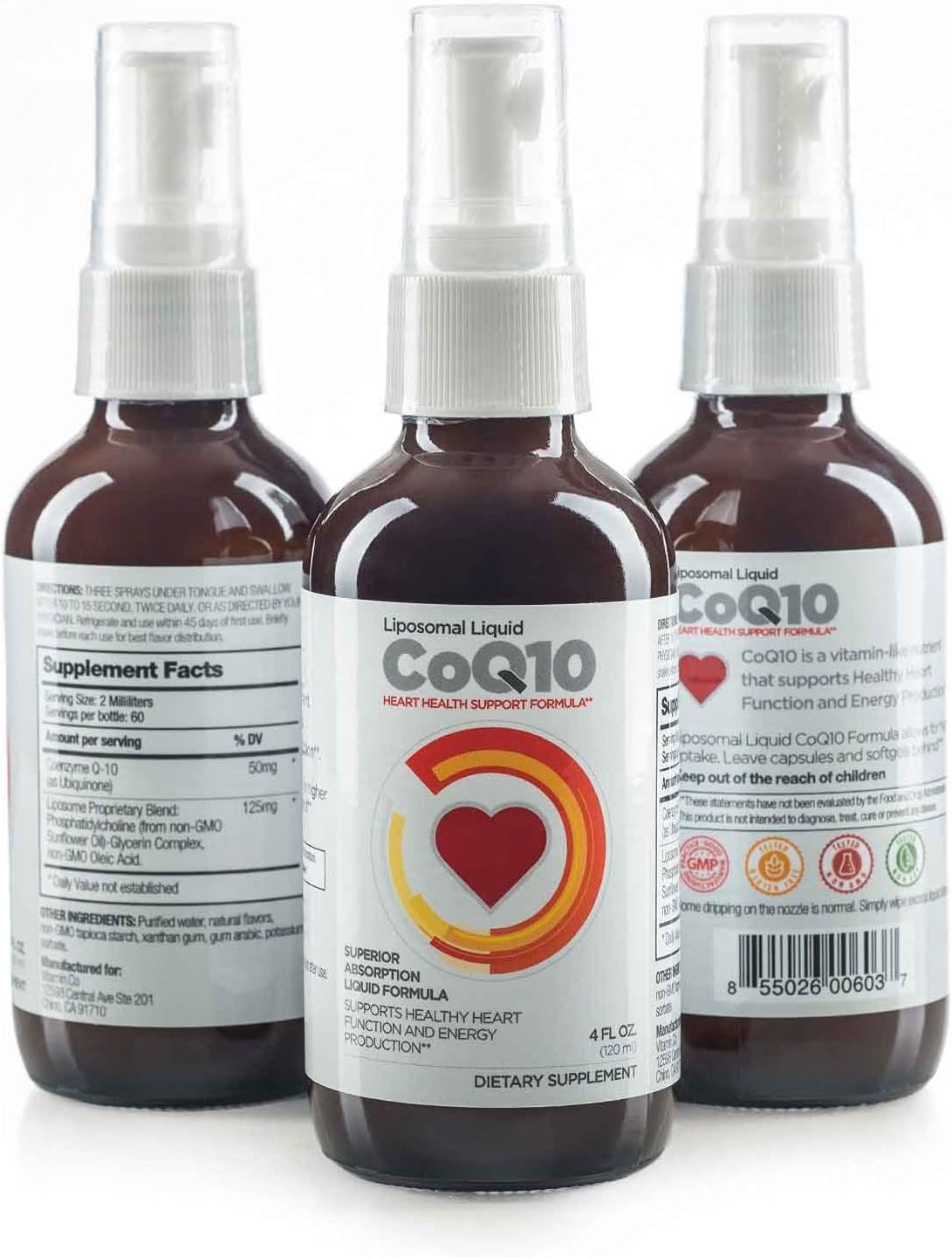 Liquid CoQ10 Super Absorbent Liquid Formula for Heart Health (60 Servings) Supports Cardiovascular System Increases Natural Energy High Absorption Coenzyme Q10