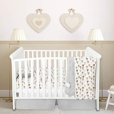 Buy 4 Pieces Teddy Bear Crib Bedding Set Baby Bear Nursery Sets For Boys And Girls Includes Crib Comforter Crib Sheet Crib Skirt Pillowcase Woodland Bear Theme In Grey