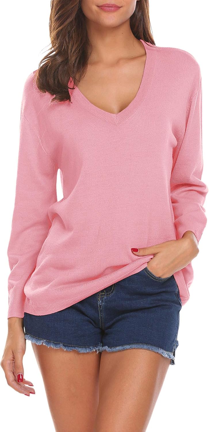 SoTeer Women's Long-Sleeve V-Neck Sweater: Clothing