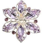 FRCOLOR Vintage Purple Rhinestone Flower Hair Claw Clip Decorative Metal Sparkly Fancy Hair Jaw Clip for Parties, Weddings, and Everyday Styling