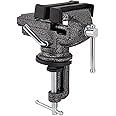 Universal Table Vise 3 Inch, Home Vise Clamp-on Portable Bench Clamp, 360° Swivel Base Clamps Fixed Tool for Woodworking, Handcraft Creations, Metalworking, Cutting Conduit, Drilling, Sawing (Black)