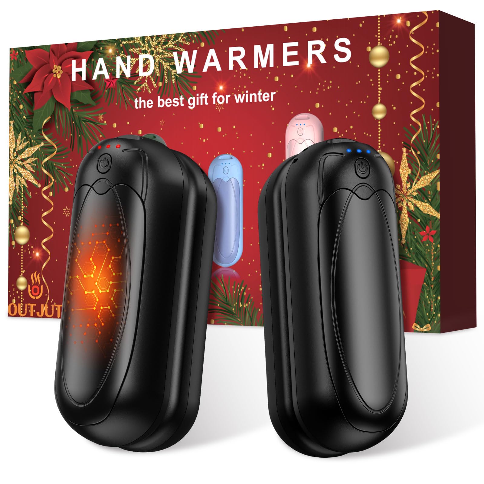 Photo 1 of Hand Warmers Rechargeable 4 Pack, 2025 Upgraded Electric Portable Hand Warmers 7000mAh Electric Portable Pocket Heater with 3 Levels Warmth, Gift for Women Men, Black