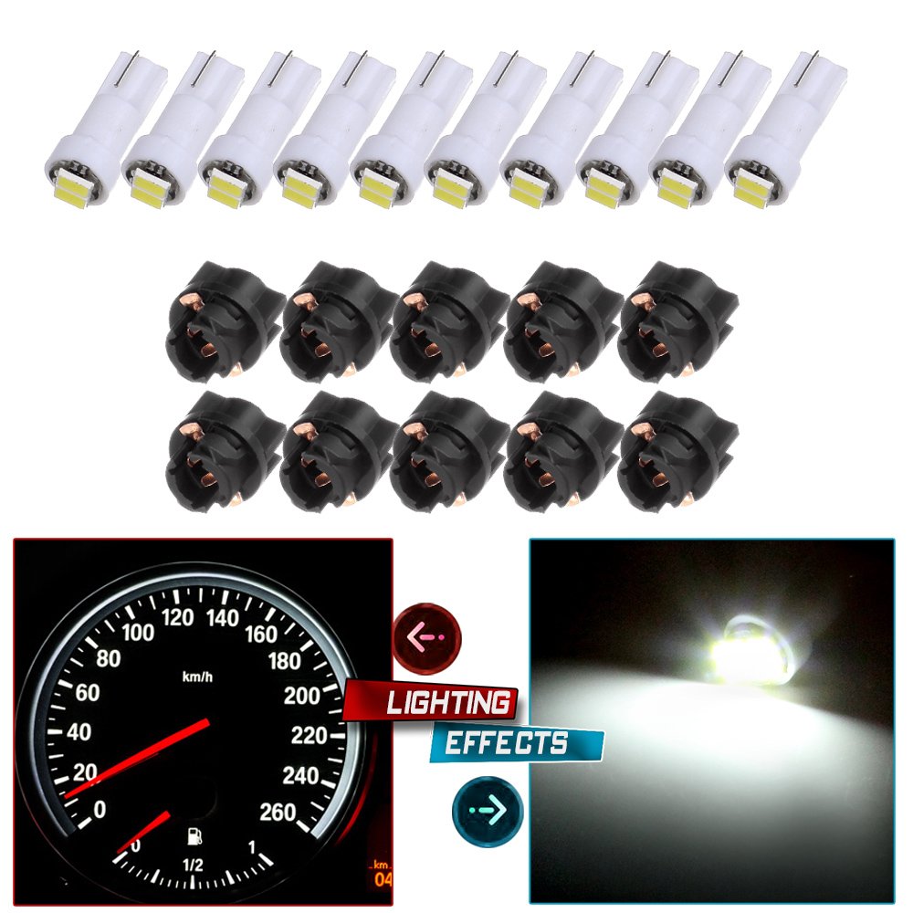 cciyu 10 Pack 22835SMD T5 Instrument Cluster Indicator Led Bulbs