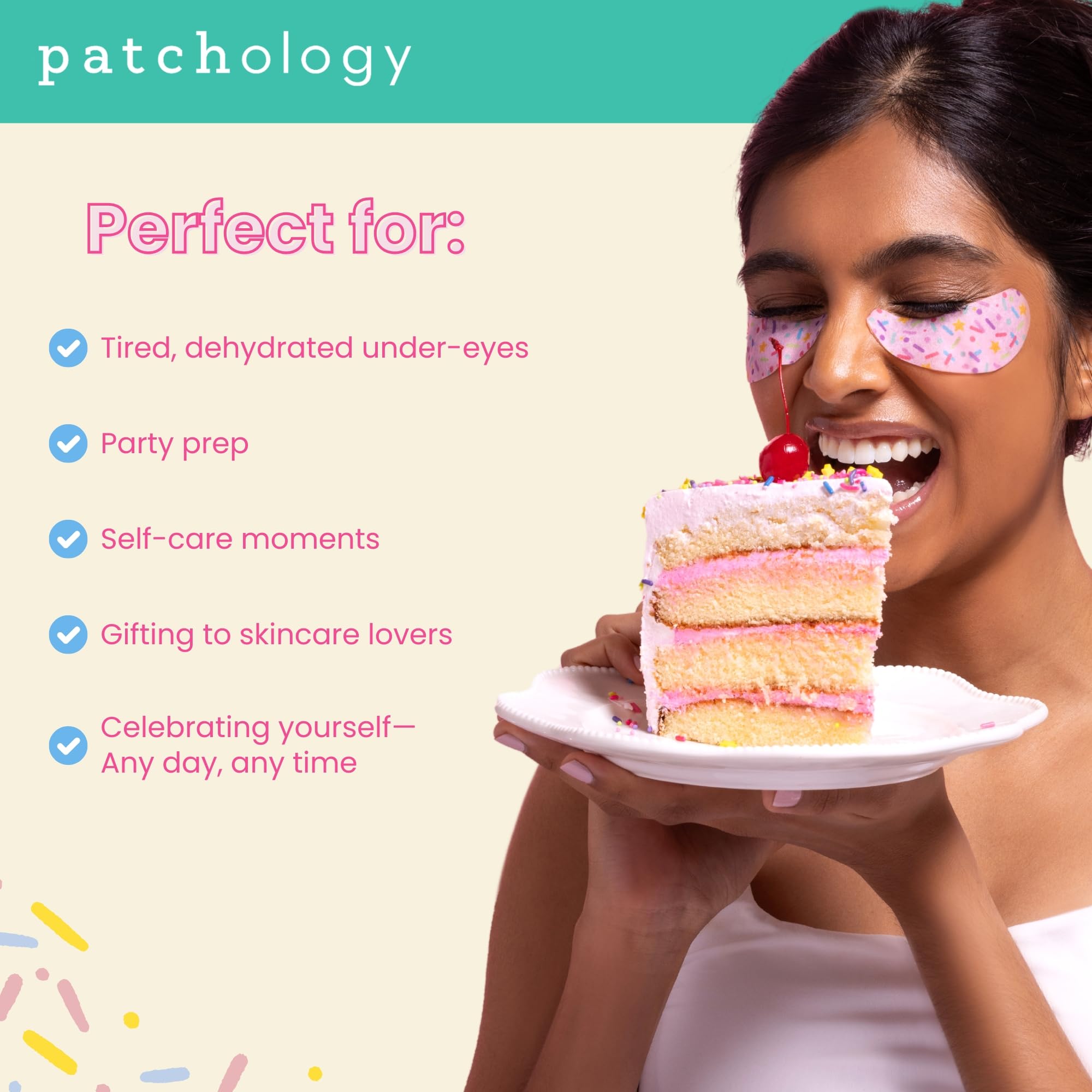Patchology Eye Want Cake Under Eye Patches for Puffy Eyes, Dark Circles & Wrinkles, Hydrating Undereye Gel Patches, Holiday Treats, Christmas Gifts for Women & Stocking Stuffers for Teens (5 Pairs)