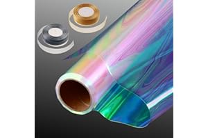 GCFOIR 34 in x 50 Ft Iridescent Cellophane Wrap Roll Glitter Tissue Paper with 2 Ribbons Cellophane Bags for Gift Baskets, Treats,Arts & Crafts, Flower, Party & Christmas Gift Wrapping