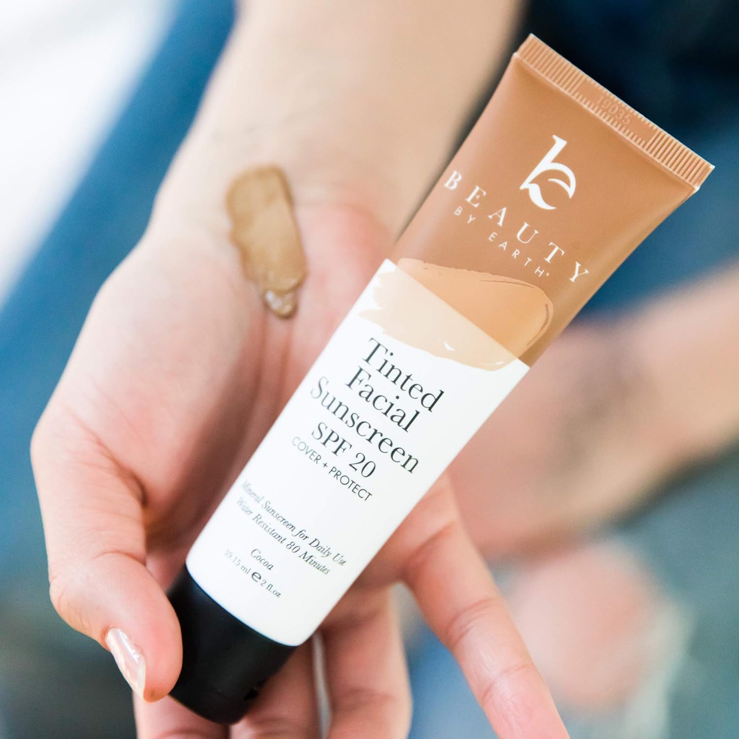 Tinted Sunscreen for Face - SPF 20 With Natural & Organic Ingredients Broad Spectrum Sunblock Lotion, Tinted Moisturizer Zinc Oxide Sunscreen Face for Skincare, Facial Sunscreen (Cocoa): Beauty