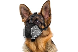 BONTHEE Dog Muzzle,Soft Mesh Muzzle for Small Medium Large Sized Dogs,Breathable Adjustable Puppy Muzzles for Scavenging Grooming Biting Chewing and Licking,Prevent Poisoned Bait Muzzle