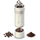 OutIn Fino Portable Electric Coffee Grinder with 28 Precise Grind Settings | Adjustable Coffee Bean Grinder, One-Touch Burr Grinding, Fast-Charge Battery, Auto-Stop &amp; Clog Protection, Sandstone White