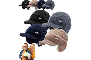 ColdShield Trapper Blocking Knitted Hats, with Brim & Ear Flaps, Fur-Lined Winter Hat, for Men & Women