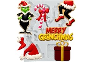 TAOXIBEI Christmas Polymer Clay Molds Merry Christmas Funny Cartoon Character Xmas Hat Gift Box Silicone Mold for DIY Crafts Epoxy Resin Casting Air Dry Polymer Clay Plaster Jewelry Making