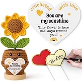Christmas Birthday Gift for Women, Mom, Best Friend, Wife, Girlfriend, Grandma, Daughter, Sister, Aunt, Mini Positive Crochet Sunflower, You Are My Sunshine Xmas Christmas Stocking Stuffers