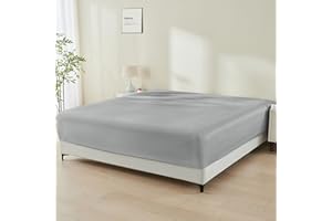 GOKOTTA Fitted Sheet Only - 16 Inch Pocket Bamboo Rayon Fitted Sheet, Super Soft and Cooling Bottom Sheet with 4 Elastic Corner Straps(Grey, King Size)