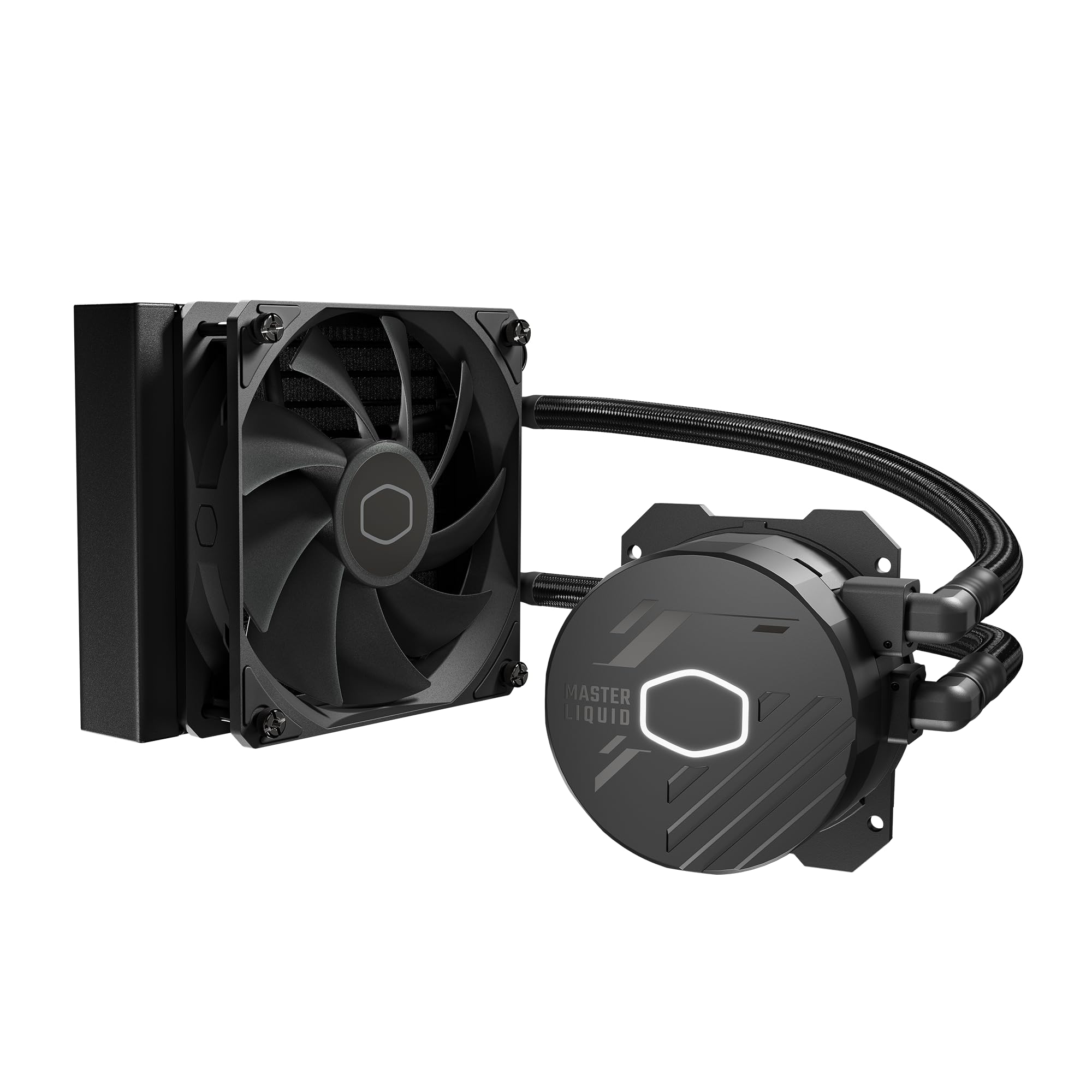 Cooler Master 120L Core Close-Loop AIO Liquid Cooler, R7|i5, Gen S Dual Chamber Pump, White Pump Lighting, 120 Radiator, PWM Fan, AMD Ryzen AM5|4, Intel LGA 1851|1700 Platform