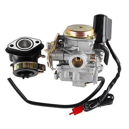 YAOBLUESEA 18mm Roller Vergaser + Ansaugstuten für Rex RS 400/RS 450/RS 460/GY6 50cc/GY6 60cc Inkl. E-Choke