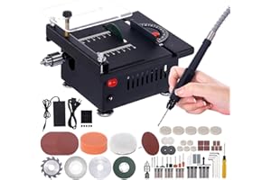 Mulcort 100W Mini Table Saw Desktop Electric Saw Cutter Speed & Angle & Cutting Depth Adjustable 0-16mm Lifting Blade Flexible Shaft for Carpenter Woodworking Plastic Acrylic Crafts DIY