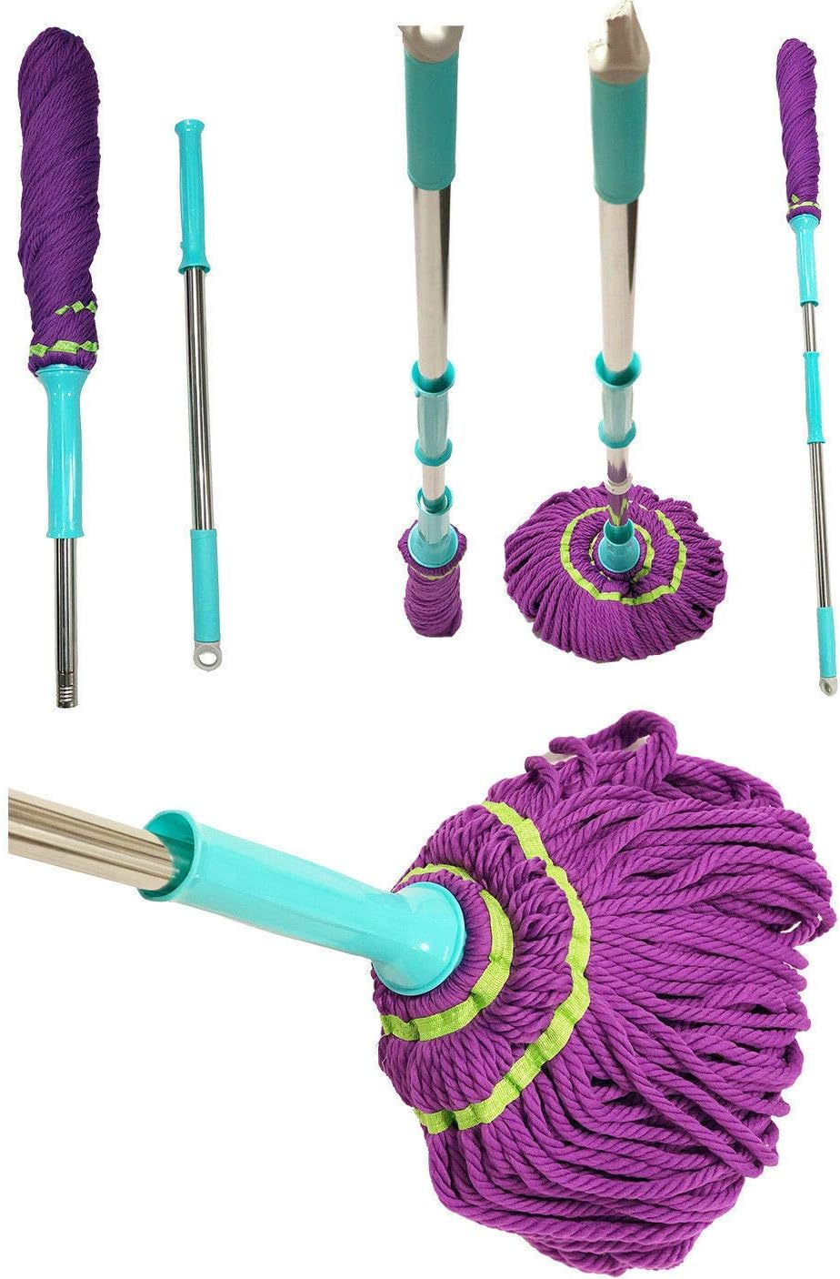 Twist Mop 360 Degree Floor Mop Telescopic Stainless Steel Handle Easy