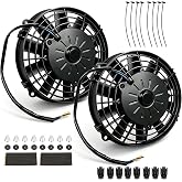 8 Inch Reversible Radiator Cool Fan, Upgraded Push &amp; Pull Slim Electric Cooling Fan 12V 80W, Universal Fit for Car/Truck/SUV (Black w/Mount)