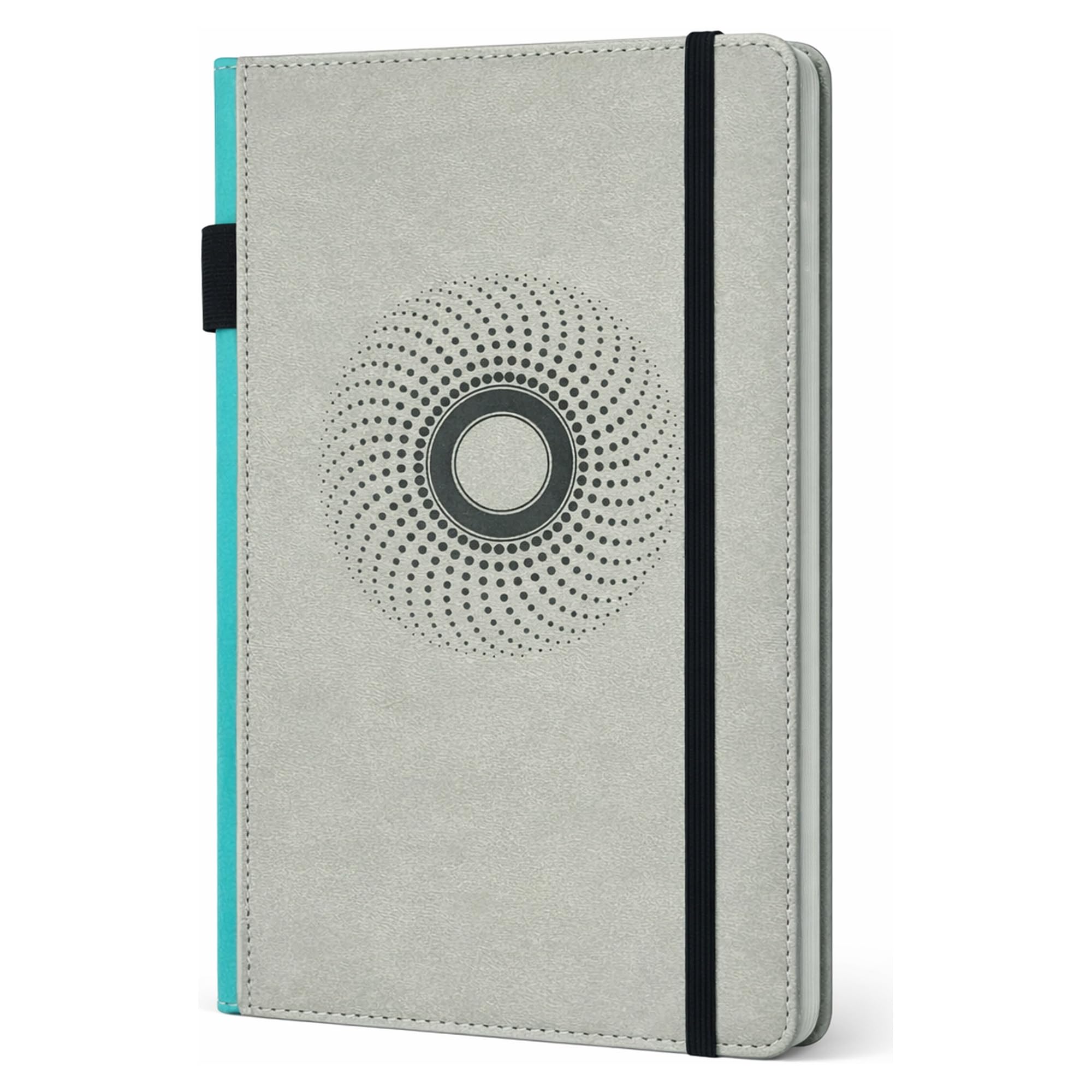 EJRange A5 Lined Notebook-Thick 100gsm Paper, Durable PU Leather Cover, Ribbon Marker, 192 Pages, Inside Pocket and Elastic Closure, Writing Pad for Journaling and Note-Taking(Grey)