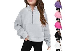 Dizorp Girls Half Zipper Sweatshirts Cute Trendy Fall Pullover Crop Tops for Teen Girls Long Sleeve Sweater Thumb Hole