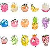 LiQunSweet 15 pcs 15 Styles Luminous Fruit Resin Ornament Cabochons Imitation Food 3D Fruit No Hole Beads for DIY Jewelry Embellishment Craft Home Desk Decor Supplies Phone Bulk