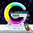Longzhuo LED Table Lamp with Wireless Charger Atmosphere Lamp Bluetooth Speaker Alarm Clock Night Light for Bedside Dorm Office, Kids Adults Desk Table Lamp Christmas Gift Home Decor (White)