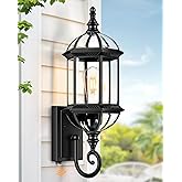 VIANIS 22" Large Porch Lights Outdoor, Black Dusk to Dawn Outdoor Lighting, Anti-Rust Exterior Lighting fixtures with Tempere