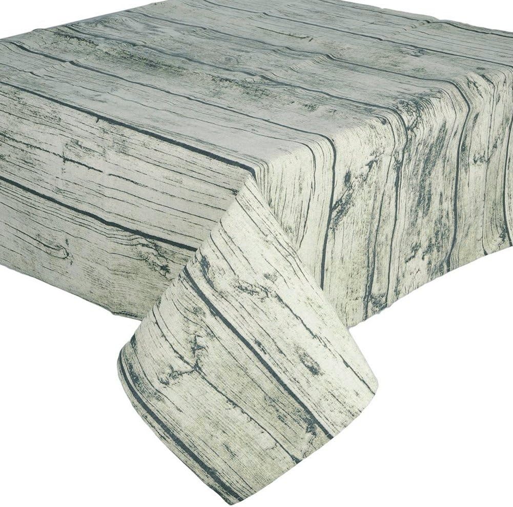 ROGERRAY Rustic Wood Grain Rectangle Tablecloth, Cotton & Linen Vintage Washable Table Covers Bark Grain Design for Dinning, Cafe, BBQ, Restaurant, Home Decoration(79x55Inches)