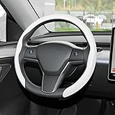 Frani Nappa Leather Steering Wheel Cover,Universal Fit 15 Inch-Premium Non-Slip Breathable Comfort Grip for Cars Trucks SUVs,Anti-Slip Durable Interior Upgrade White