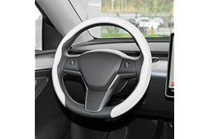 frani Nappa Leather Steering Wheel Cover, Universal 15 Inch Premium Non-Slip Steering Wheel Cover White