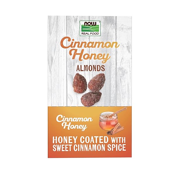 NOW FOODS, CINNAMON HONEY COATED ALMONDS, CRAFTED IN SMALL BATCHES, 10 SINGLE PACKETS