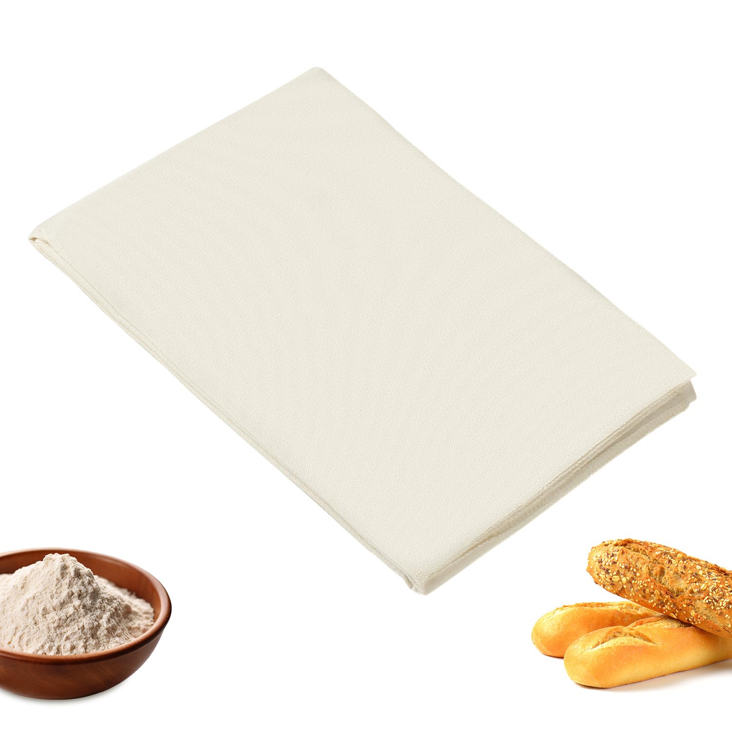 Photo 1 of 1 Pcs Thickened Bread Proofing Cloth for Baking Sourdough,28x28inch Bread Basket Flour Sack Towels for Dough, Baguettes, Loaves, Pastry, Homemade Bread