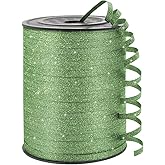 KMER LIFE Green Glitter Curling Ribbon, 1/5" Wide x 500 Yards Christmas Curling Ribbons for Gift Wrapping, Party Decoration, Balloon String, Crafting, Balloon Ribbons for Florist Flower (1 Roll)