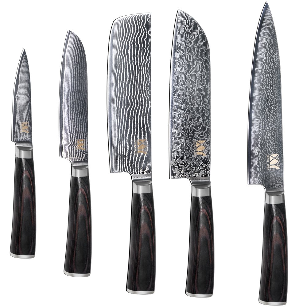 Amazoncom XYJ VG10 Japanese Damascus Steel Chef Knife Set 35 5